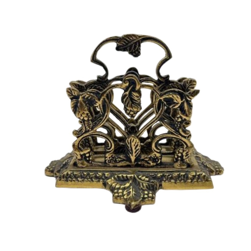 Ornate Brass Letter Mail Sorter Napkin Holder Vtg  Signed CBF England